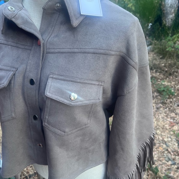 Taupe Forever 21 Country Fringe Shacket Size Medium - Picture 4 of 5